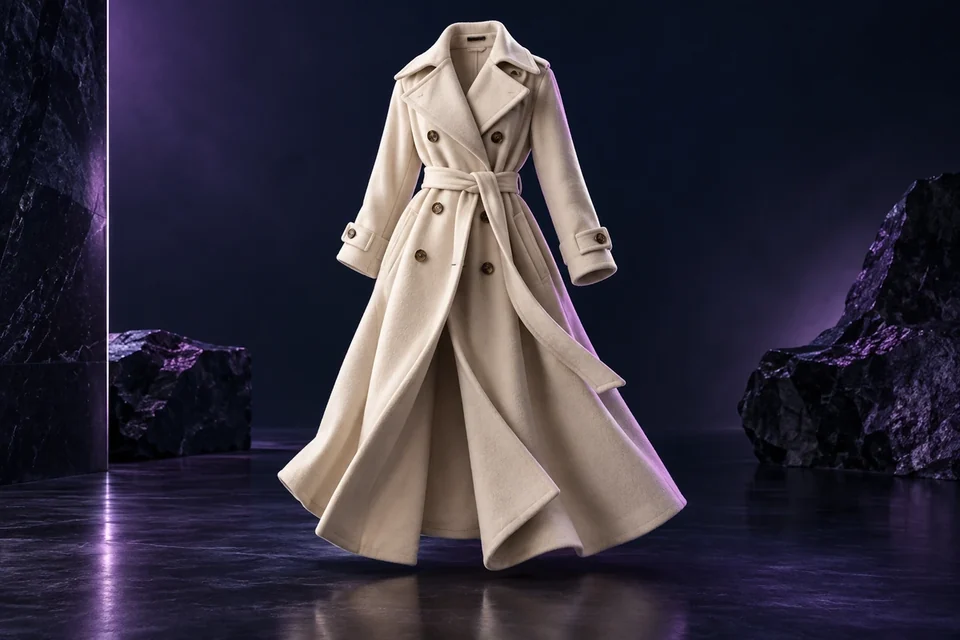 Ivory wool trench coat