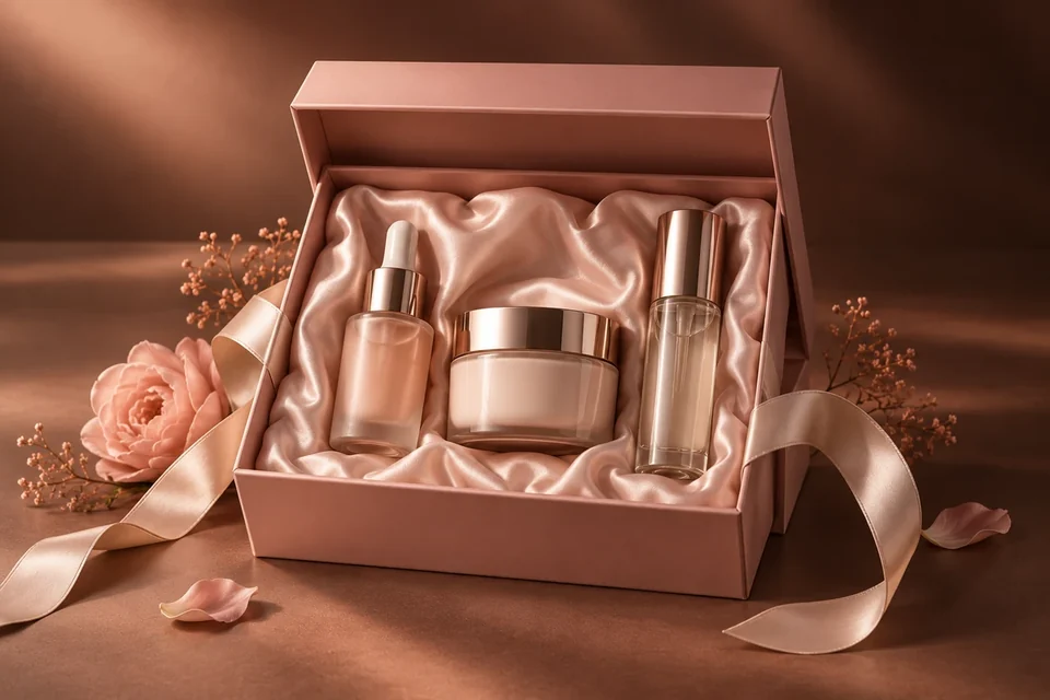 Skincare gift set in a satin-lined box