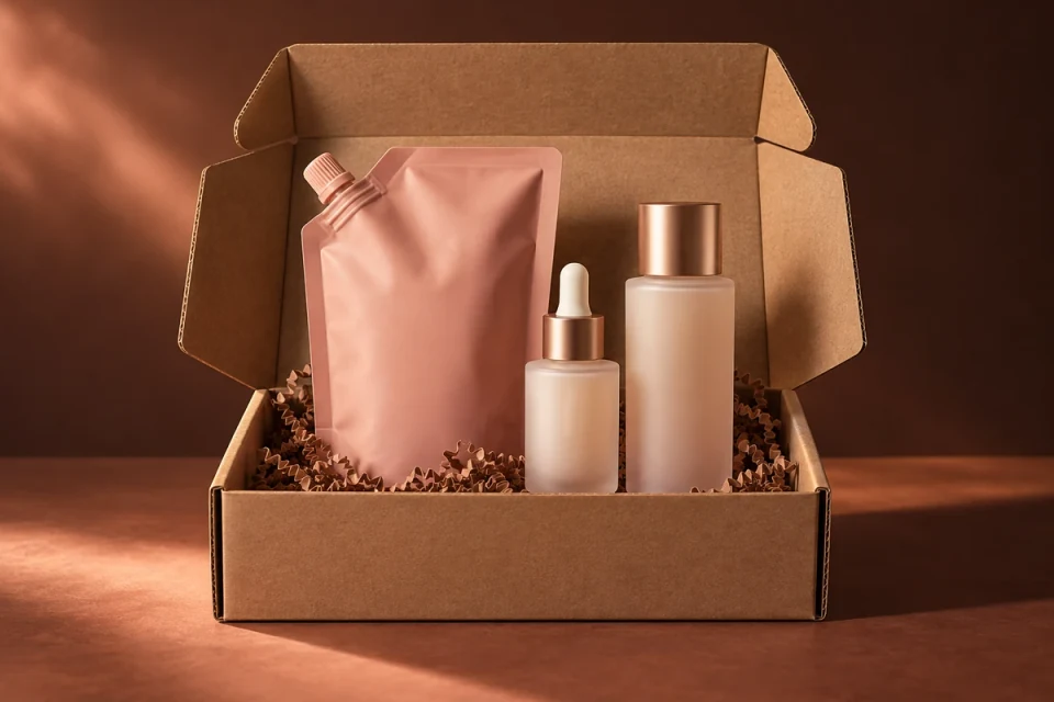 Beauty delivery carton with refill products
