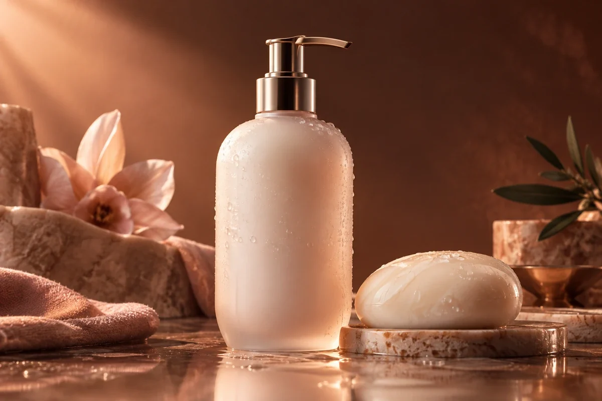 Body lotion bottle and soap
