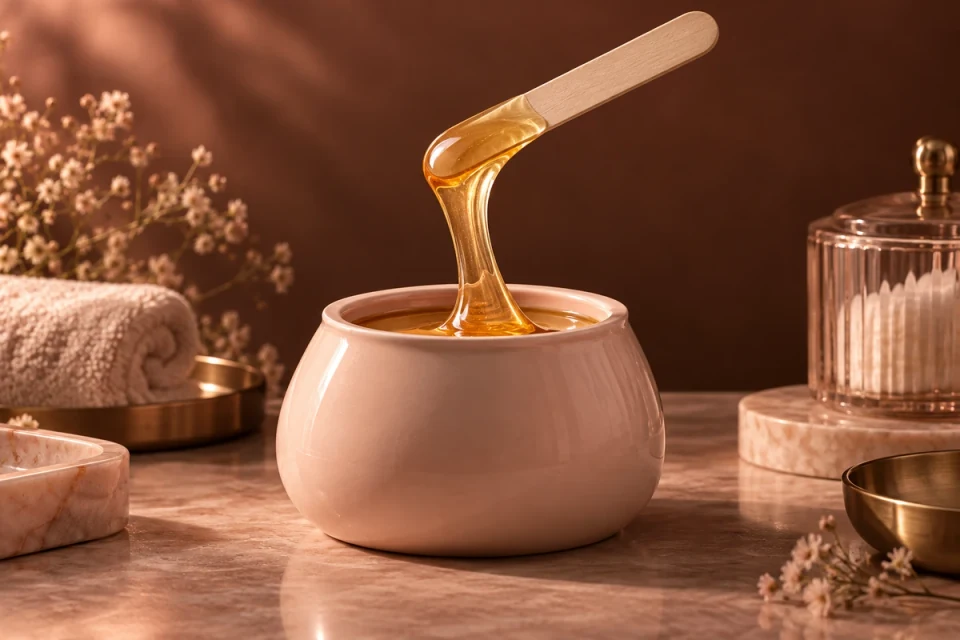 Salon wax vessel and waxing spatula