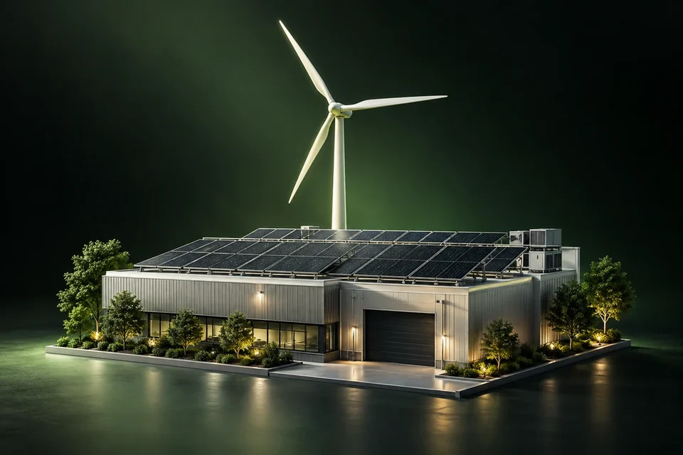 Commercial solar rooftop and wind turbine