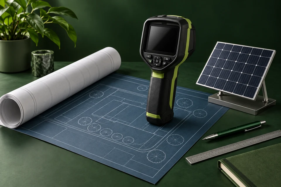 Energy audit camera, site plan and solar model