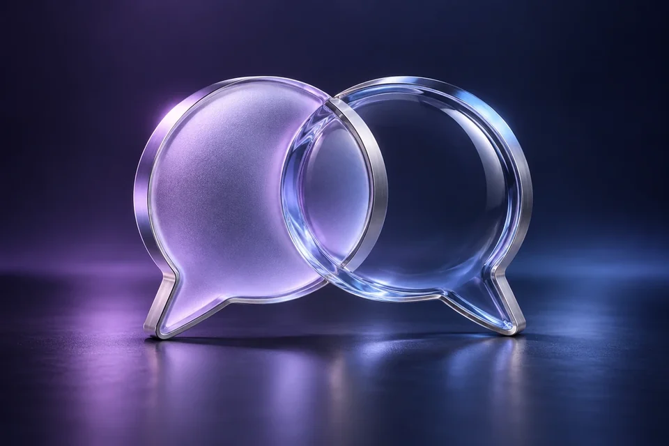 Interlocking glass conversation bubbles