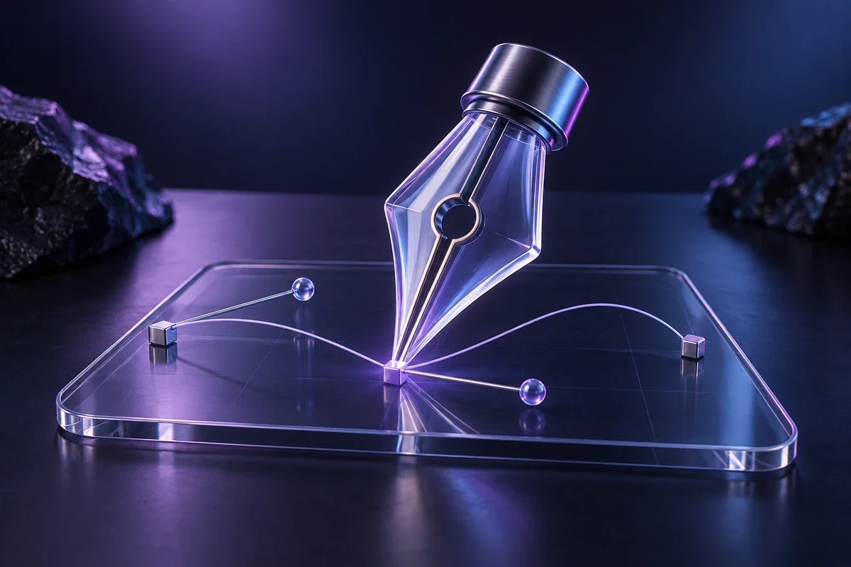 Vector-design pen nib and artboard