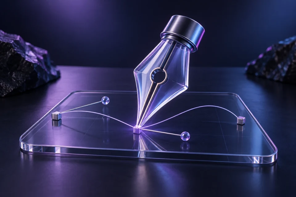 Vector-design pen nib and artboard