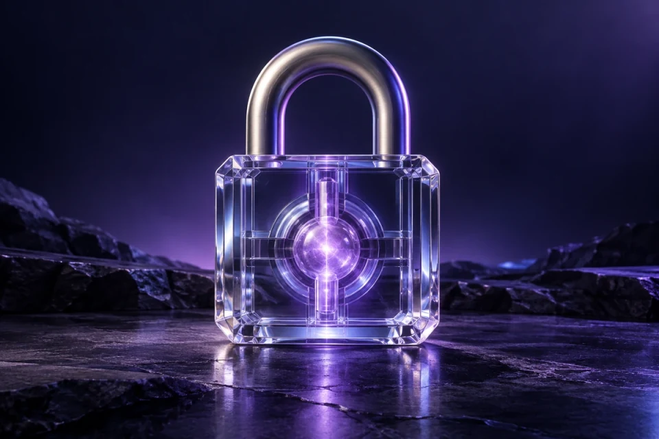 Crystal cybersecurity padlock