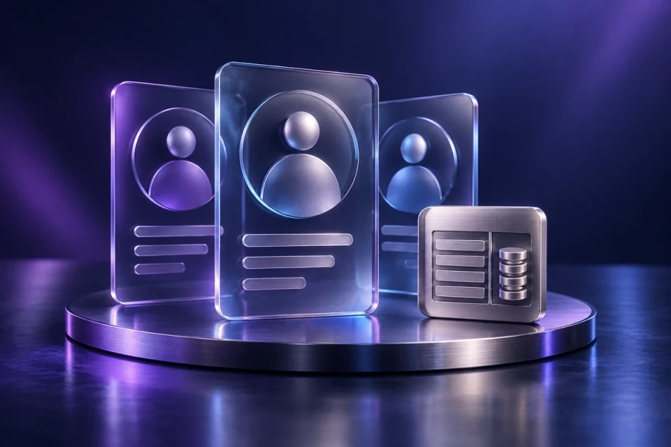 Employee profile cards and a payroll ledger